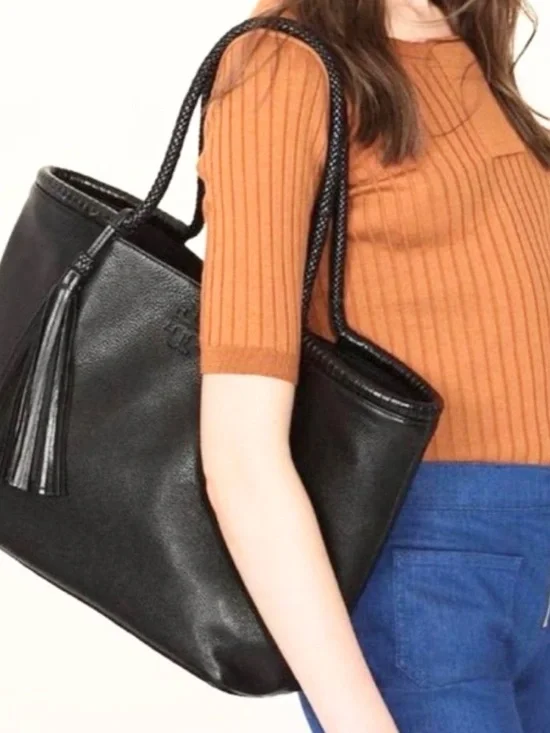 TORY BURCH Taylor Continental Wallet, Black Pebble Leather - Picture 10 of 12